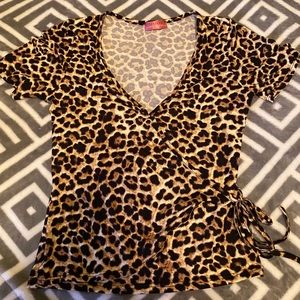 leopard print wrap shirt